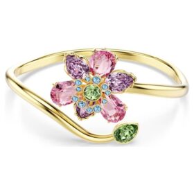Brazalete Idyllia con cortes mixtos, flor, multicolor, chapado en tono dorado