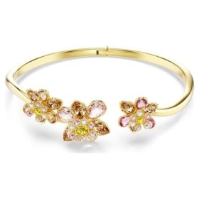 Brazalete Idyllia con cortes mixtos, flor, multicolor, chapado en tono dorado