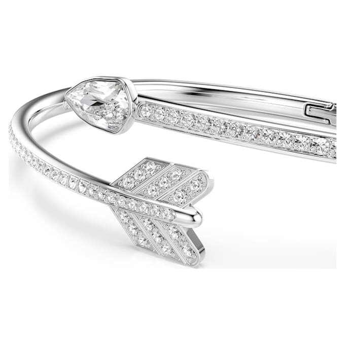 Brazalete Idyllia con cortes mixtos, forma de flecha, blanco, chapado en rodio Brazalete Idyllia con cortes mixtos, forma de flecha, blanco, chapado en rodio