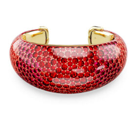 Brazalete Idyllia rojo, chapado en tono dorado