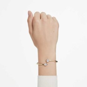 Brazalete Imber con cortes mixtos, blanco, chapado en tono dorado