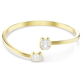 Brazalete Imber con cortes mixtos, blanco, chapado en tono dorado