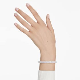 Brazalete Matrix con corte baguette, forma octogonal, blanco, chapado en rodio