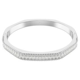 Brazalete Matrix con corte baguette, forma octogonal, blanco, chapado en rodio