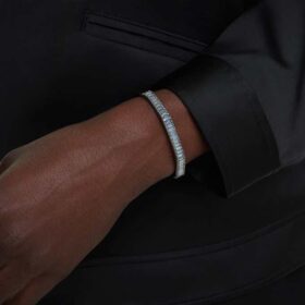 Brazalete Matrix con corte baguette, forma octogonal, gris, chapado en rutenio
