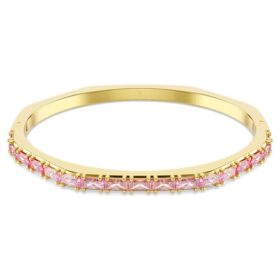 Brazalete Matrix con corte baguette, forma octogonal, rosa, chapado en tono dorado