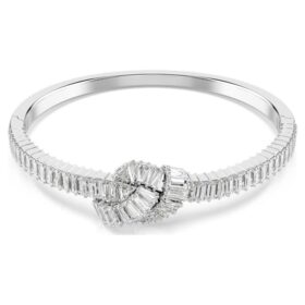 Brazalete Matrix con corte baguette, nudo, blanco, chapado en rodio