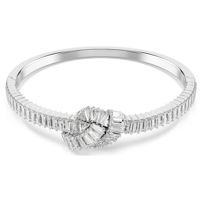 Brazalete Matrix con corte baguette, nudo, blanco, chapado en rodio Brazalete Matrix con corte baguette, nudo, blanco, chapado en rodio