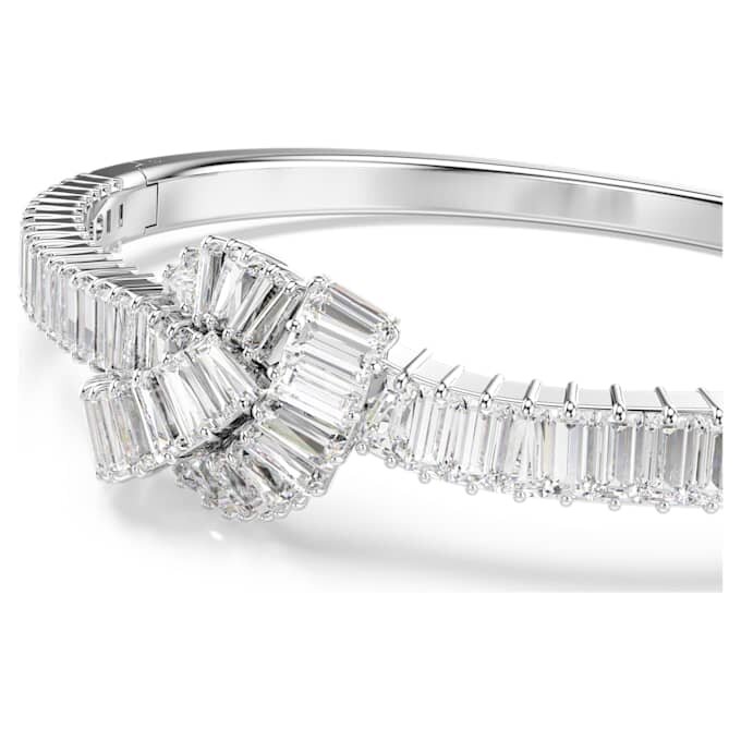 Brazalete Matrix con corte baguette, nudo, blanco, chapado en rodio Brazalete Matrix con corte baguette, nudo, blanco, chapado en rodio