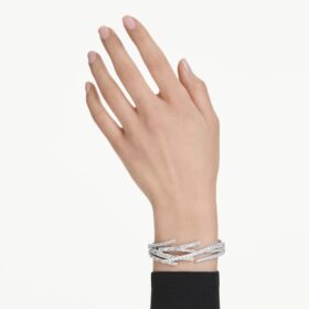 Brazalete Matrix con cortes mixtos, blanco, chapado en rodio