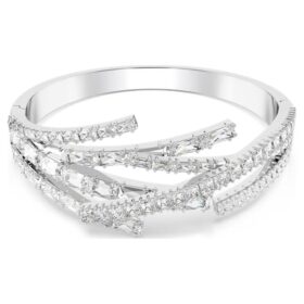Brazalete Matrix con cortes mixtos, blanco, chapado en rodio