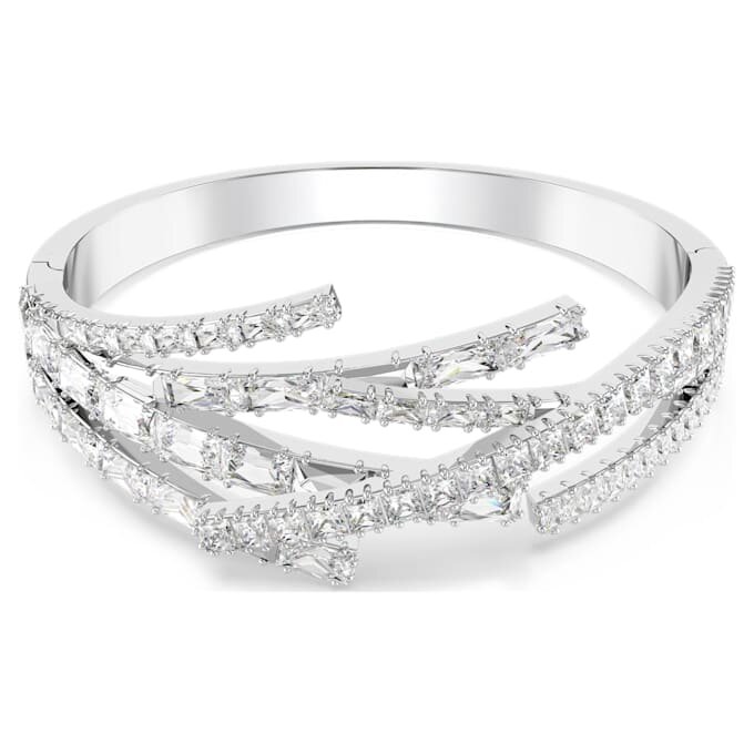Brazalete Matrix con cortes mixtos, blanco, chapado en rodio Brazalete Matrix con cortes mixtos, blanco, chapado en rodio