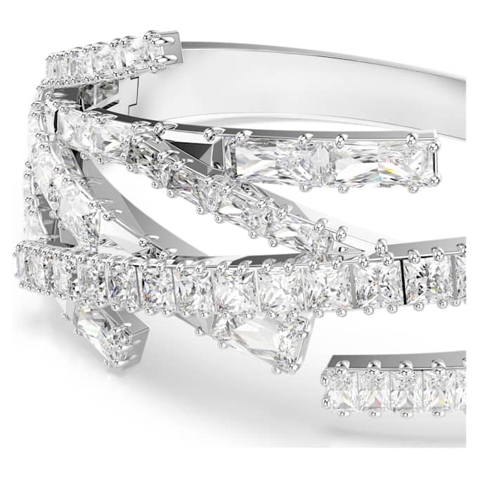 Brazalete Matrix con cortes mixtos, blanco, chapado en rodio Brazalete Matrix con cortes mixtos, blanco, chapado en rodio