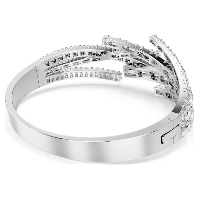 Brazalete Matrix con cortes mixtos, blanco, chapado en rodio Brazalete Matrix con cortes mixtos, blanco, chapado en rodio