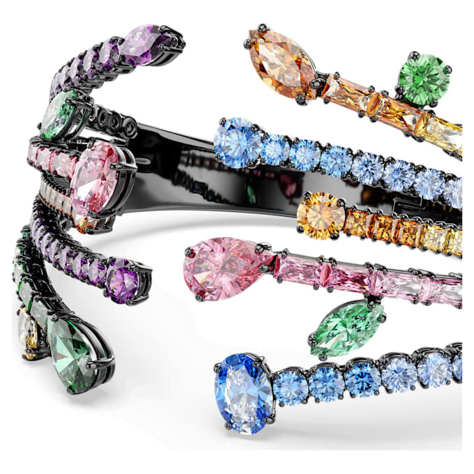 Brazalete Matrix con cortes mixtos, forma de ramo, multicolor, chapado en rutenio Brazalete Matrix con cortes mixtos, forma de ramo, multicolor, chapado en rutenio