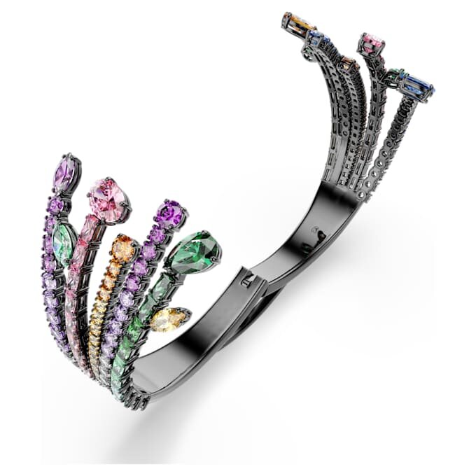 Brazalete Matrix con cortes mixtos, forma de ramo, multicolor, chapado en rutenio Brazalete Matrix con cortes mixtos, forma de ramo, multicolor, chapado en rutenio