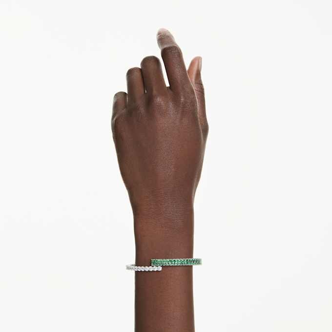 Brazalete Matrix con cortes mixtos, verde, chapado en rodio Brazalete Matrix con cortes mixtos, verde, chapado en rodio