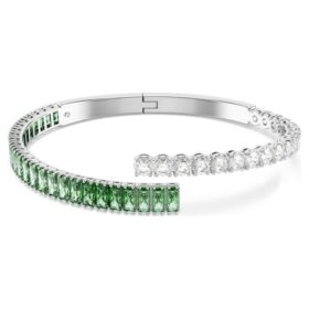 Brazalete Matrix con cortes mixtos, verde, chapado en rodio