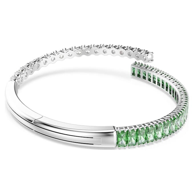 Brazalete Matrix con cortes mixtos, verde, chapado en rodio Brazalete Matrix con cortes mixtos, verde, chapado en rodio