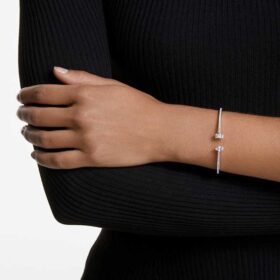 Brazalete Mesmera con cortes mixtos, blanco, chapado en rodio