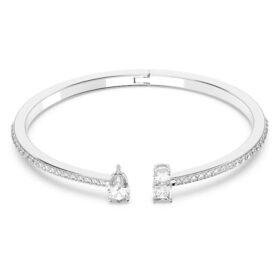 Brazalete Mesmera con cortes mixtos, blanco, chapado en rodio