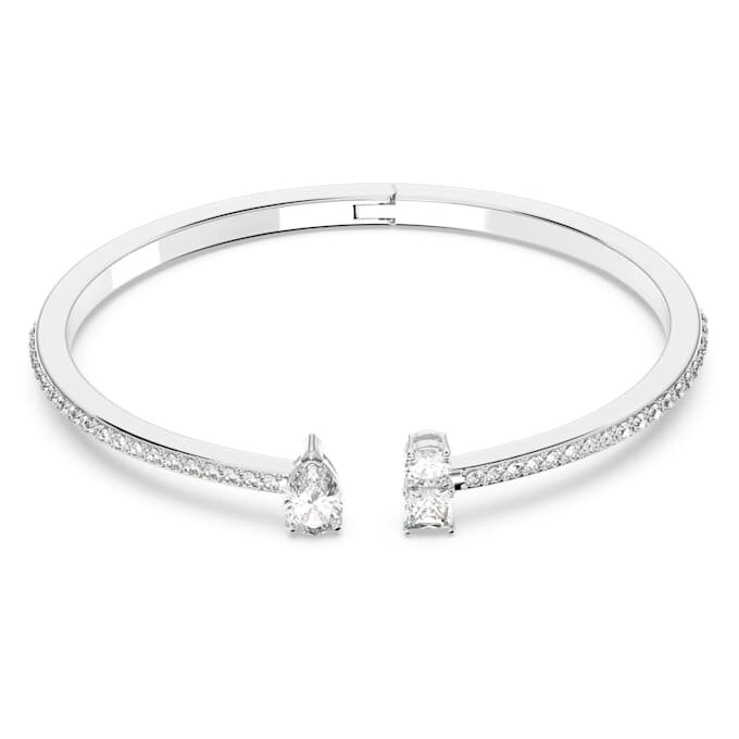 Brazalete Mesmera con cortes mixtos, blanco, chapado en rodio Brazalete Mesmera con cortes mixtos, blanco, chapado en rodio