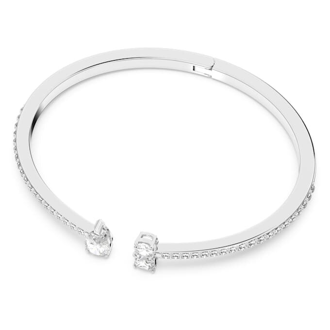Brazalete Mesmera con cortes mixtos, blanco, chapado en rodio Brazalete Mesmera con cortes mixtos, blanco, chapado en rodio