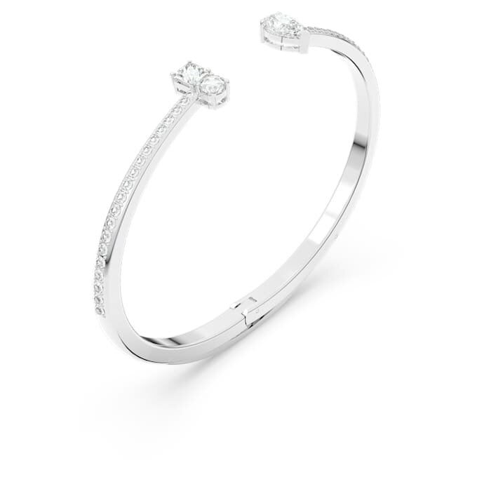 Brazalete Mesmera con cortes mixtos, blanco, chapado en rodio Brazalete Mesmera con cortes mixtos, blanco, chapado en rodio