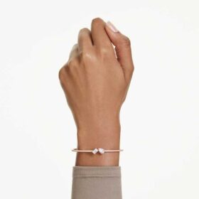Brazalete Mesmera con cortes mixtos, blanco, chapado en tono oro rosa