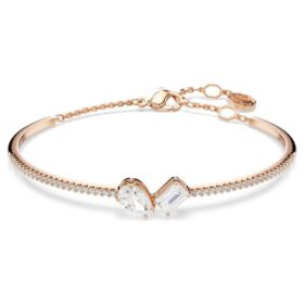 Brazalete Mesmera con cortes mixtos, blanco, chapado en tono oro rosa