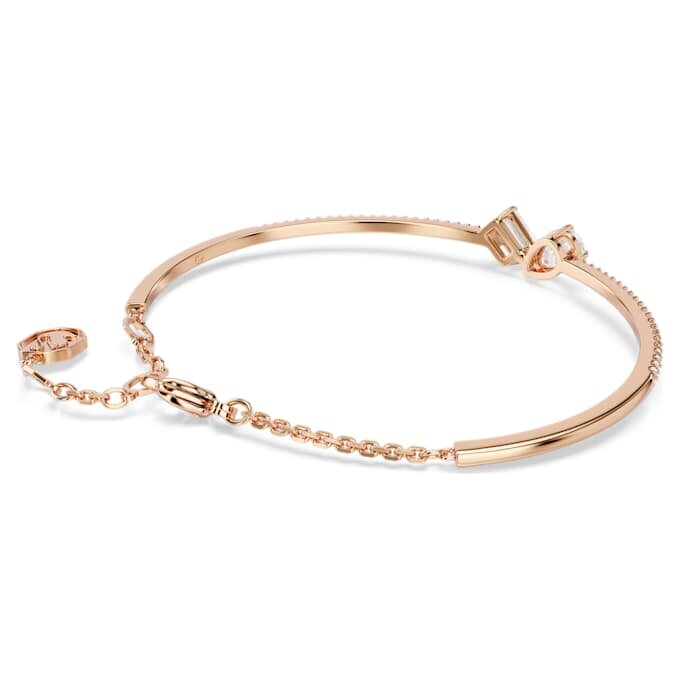 Brazalete Mesmera con cortes mixtos, blanco, chapado en tono oro rosa Brazalete Mesmera con cortes mixtos, blanco, chapado en tono oro rosa