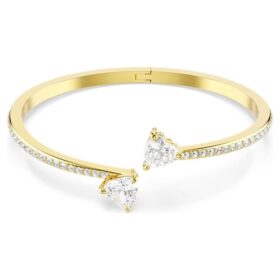 Brazalete Mesmera con forma de corazón, blanco, chapado en tono dorado