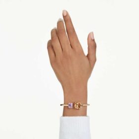 Brazalete Millenia con corte octogonal, multicolor, chapado en tono dorado