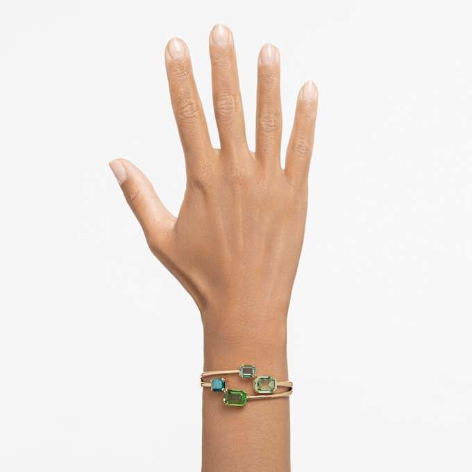 Brazalete Millenia con corte octogonal, verde, chapado en tono dorado Brazalete Millenia con corte octogonal, verde, chapado en tono dorado