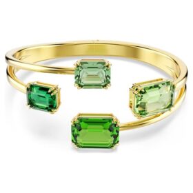 Brazalete Millenia con corte octogonal, verde, chapado en tono dorado