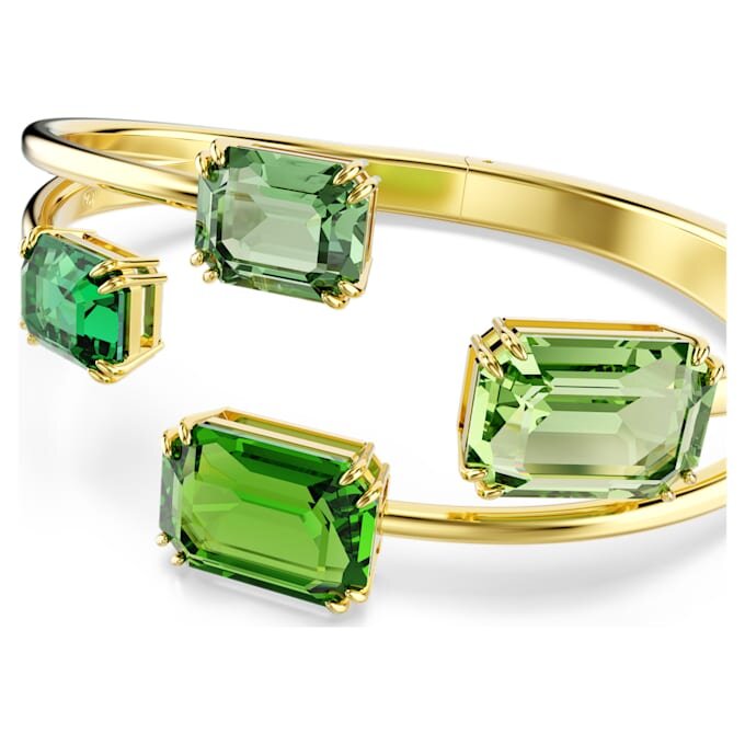 Brazalete Millenia con corte octogonal, verde, chapado en tono dorado Brazalete Millenia con corte octogonal, verde, chapado en tono dorado