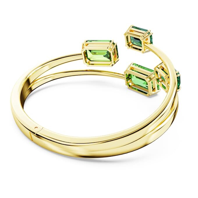 Brazalete Millenia con corte octogonal, verde, chapado en tono dorado Brazalete Millenia con corte octogonal, verde, chapado en tono dorado