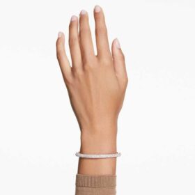 Brazalete Sublima con pavé de nieve, blanco, chapado en tono oro rosa