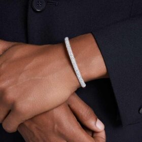 Brazalete Sublima Snow Pavé, blanco, chapado en rodio