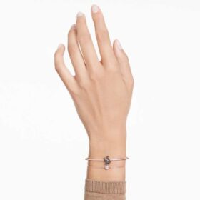 Brazalete Swan, negro, chapado en tono oro rosa