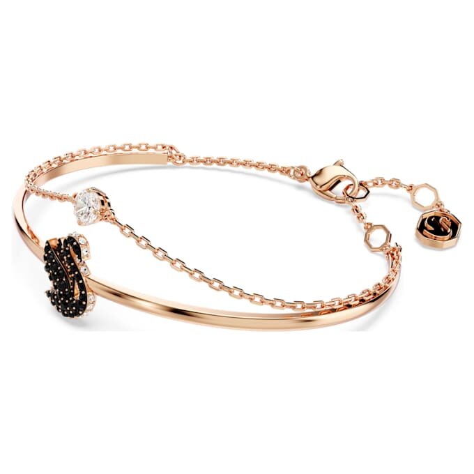 Brazalete Swan, negro, chapado en tono oro rosa Brazalete Swan, negro, chapado en tono oro rosa