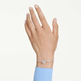Brazalete Symbolica de corte redondo, pavé, herradura, azul, chapado en rodio