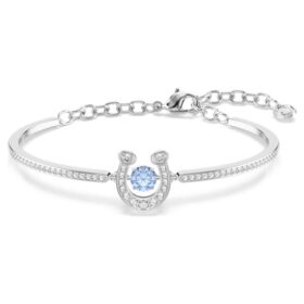 Brazalete Symbolica de corte redondo, pavé, herradura, azul, chapado en rodio