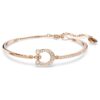 Brazalete Symbolica Pavé, herradura, blanco, chapado en tono oro rosa