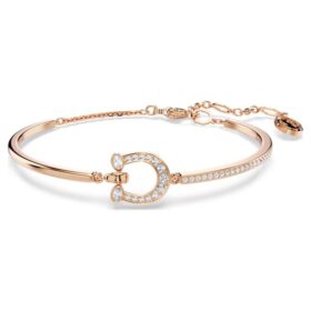 Brazalete Symbolica Pavé, herradura, blanco, chapado en tono oro rosa
