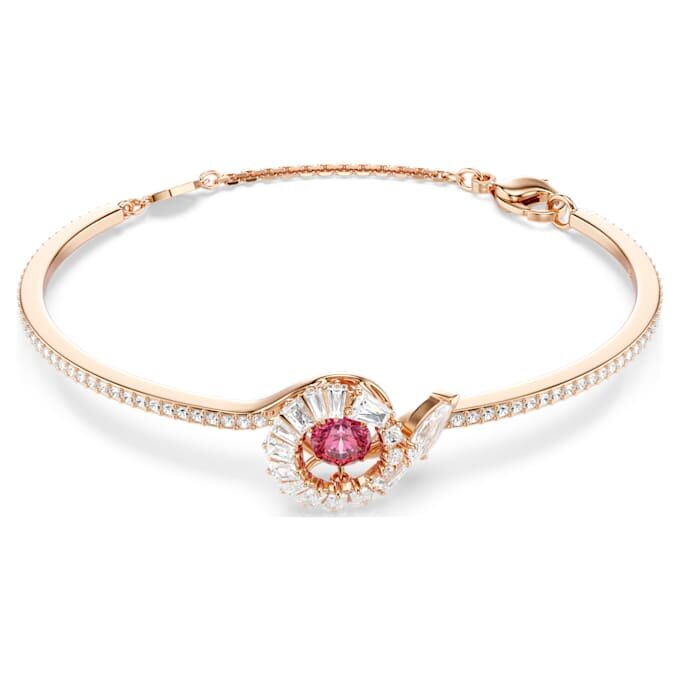 Brazalete tipo serpiente con cortes mixtos, Año de la Serpiente, rojo, chapado en tono oro rosa