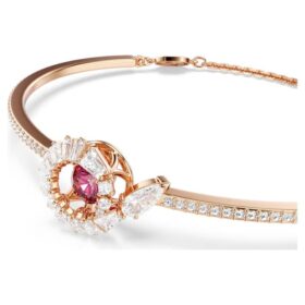 Brazalete tipo serpiente con cortes mixtos, Año de la Serpiente, rojo, chapado en tono oro rosa