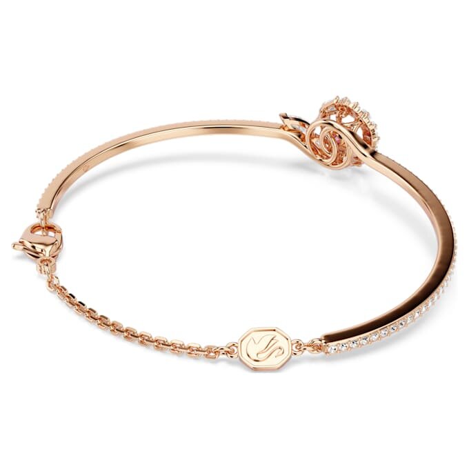 Brazalete tipo serpiente con cortes mixtos, Año de la Serpiente, rojo, chapado en tono oro rosa