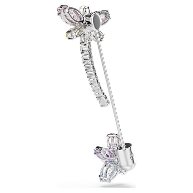 Broche Ariana Grande x Swarovski con cortes mixtos, libélula, multicolor, chapado en rodio Broche Ariana Grande x Swarovski con cortes mixtos, libélula, multicolor, chapado en rodio