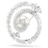 Broche de serpiente con perla de cristal, cortes mixtos, Año de la Serpiente, blanco, chapado en rodio Broche de serpiente con perla de cristal, cortes mixtos, Año de la Serpiente, blanco, chapado en rodio